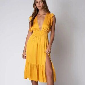 Stillwater The Jessie Midi Dress Goldenrod Sunshine Yellow‎ XS